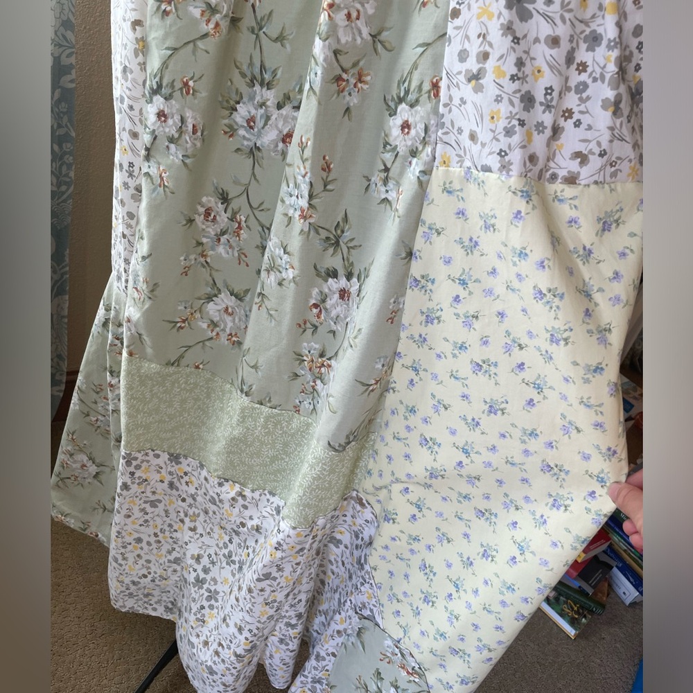 Handmade yellow and green patchwork Cottagecore cotton dress - Picture 7 of 12